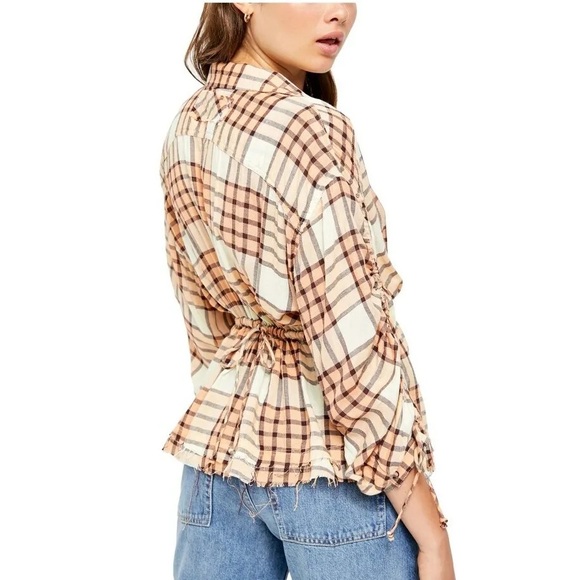 We the Free (Free People) Pacific Dawn Plaid Top Size Large - Picture 2 of 7